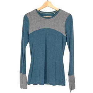 Toad & Co Swifty Tee Shirt Long Sleeves with Thumb Holes Teal and Gray Size XS